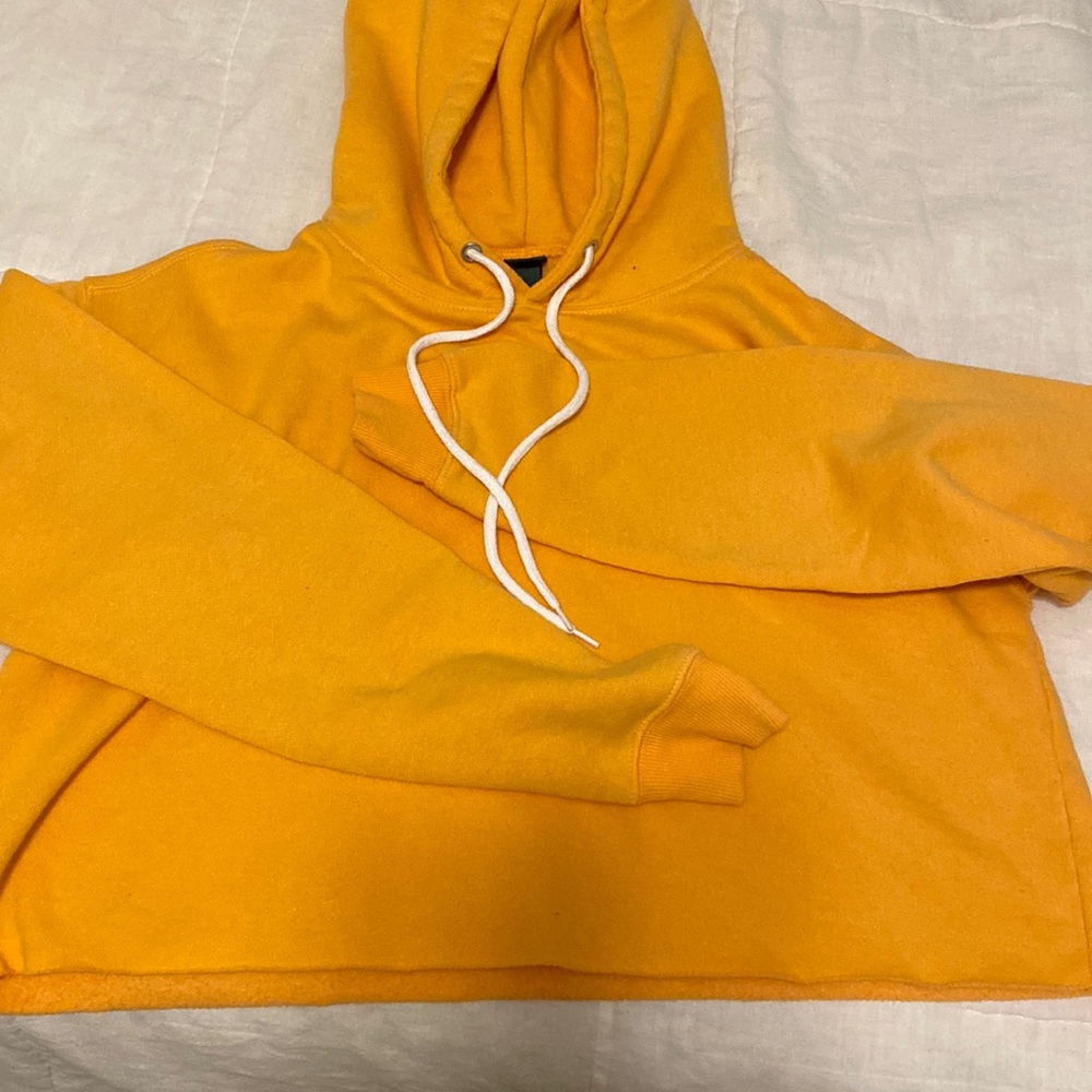mustard yellow cropped hoodie